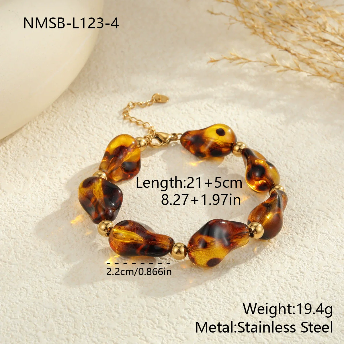 Wholesale Women's Fashion Leopard Print Geometric Stainless Steel 18K Gold Plated Necklace And Bracelet - Image 9