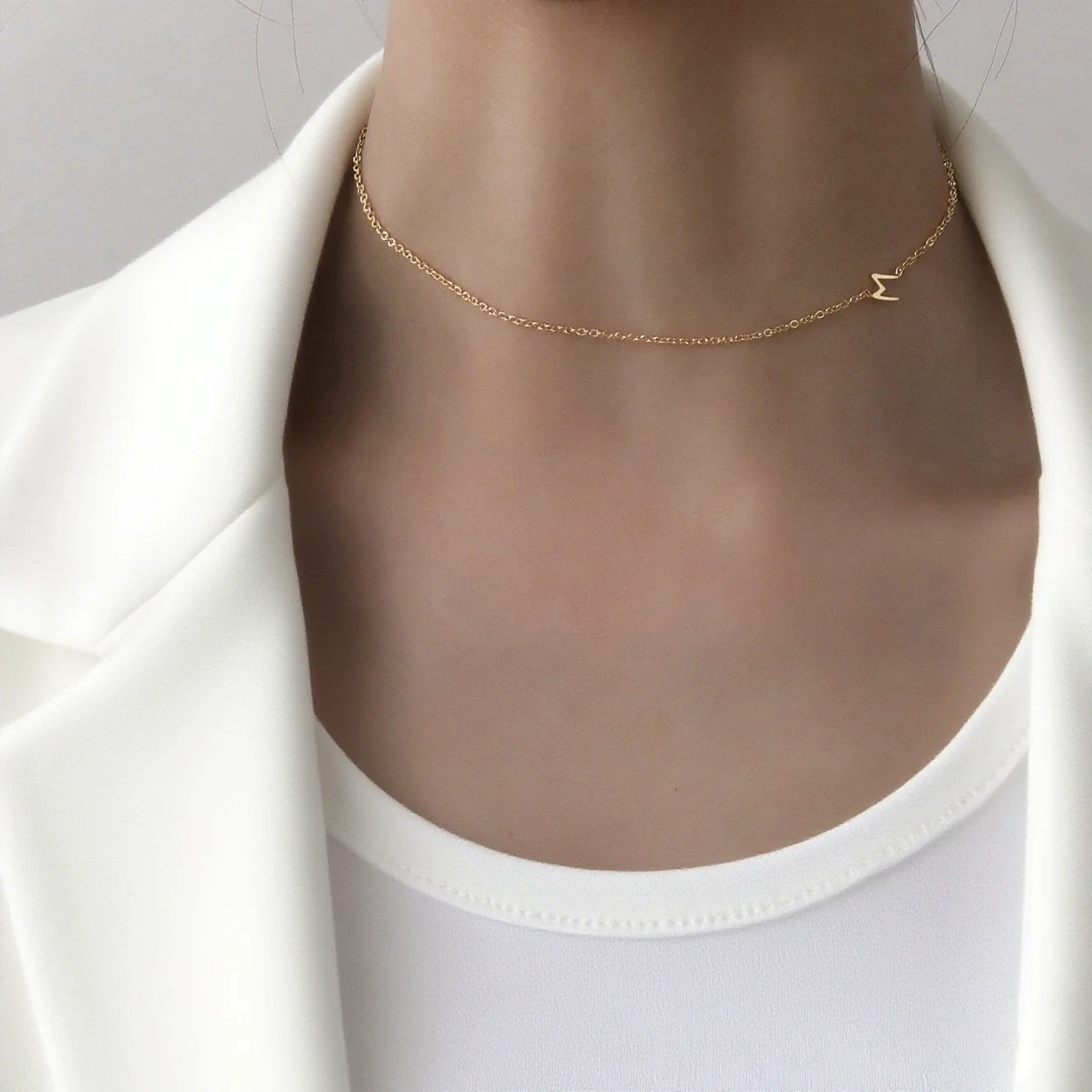 Wholesale Women's Fashion Light Luxury Electroplated Titanium Steel Necklace With Letter And Number Patterns In O Word Chain Style - Image 3