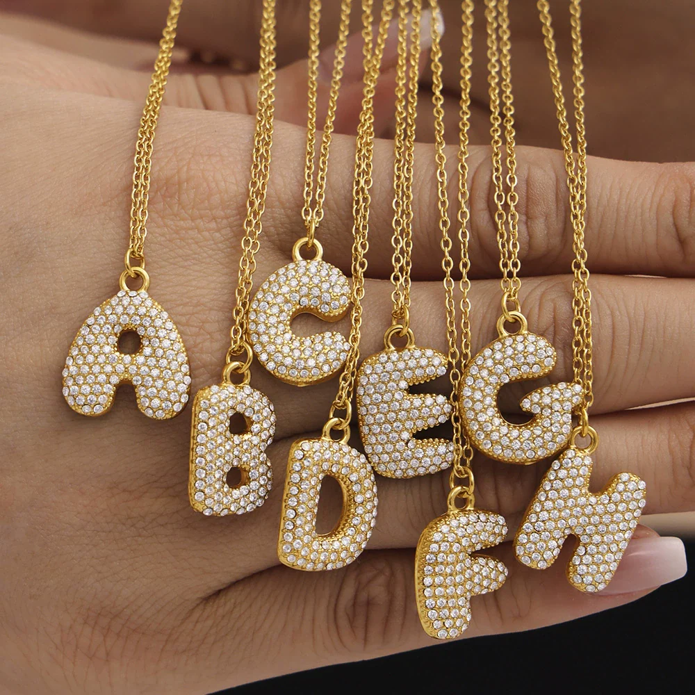 Wholesale Women's Fashion Luxury Electroplated Geometric Ferris Wheel English Letters Zircon Stainless Steel And Titanium Steel Necklace - Image 2