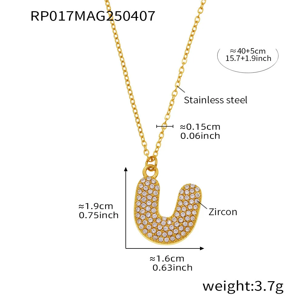 Wholesale Women's Fashion Luxury Electroplated Geometric Ferris Wheel English Letters Zircon Stainless Steel And Titanium Steel Necklace - Image 26