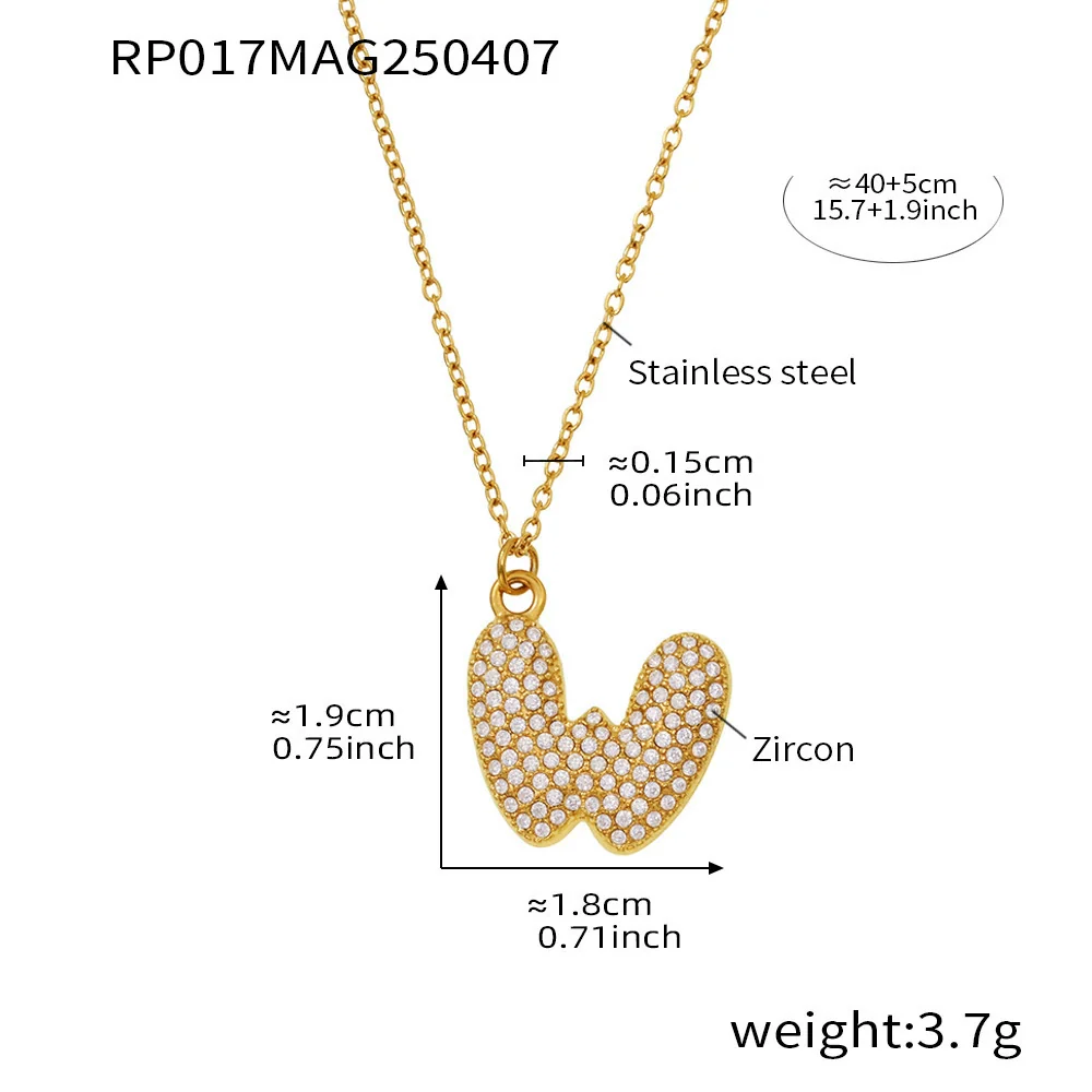 Wholesale Women's Fashion Luxury Electroplated Geometric Ferris Wheel English Letters Zircon Stainless Steel And Titanium Steel Necklace - Image 28