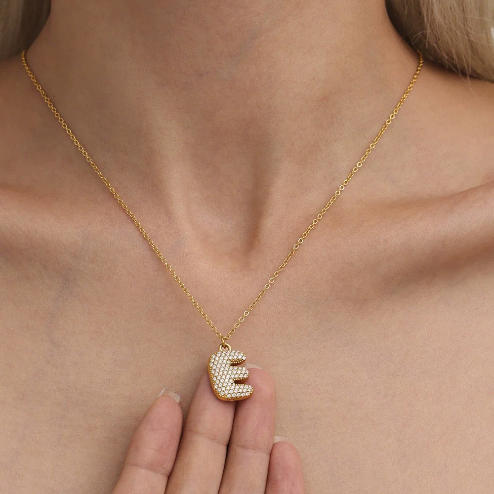 Wholesale Women's Fashion Luxury Electroplated Geometric Ferris Wheel English Letters Zircon Stainless Steel And Titanium Steel Necklace - Image 3