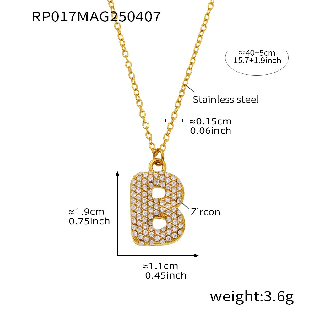 Wholesale Women's Fashion Luxury Electroplated Geometric Ferris Wheel English Letters Zircon Stainless Steel And Titanium Steel Necklace - Image 7
