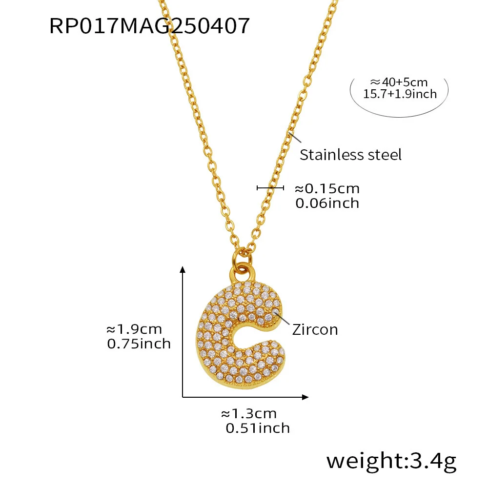 Wholesale Women's Fashion Luxury Electroplated Geometric Ferris Wheel English Letters Zircon Stainless Steel And Titanium Steel Necklace - Image 8