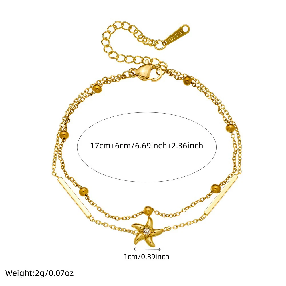 Wholesale Women's Fashion Minimalist Starshaped Stainless Steel Goldplated Bracelet - Image 4