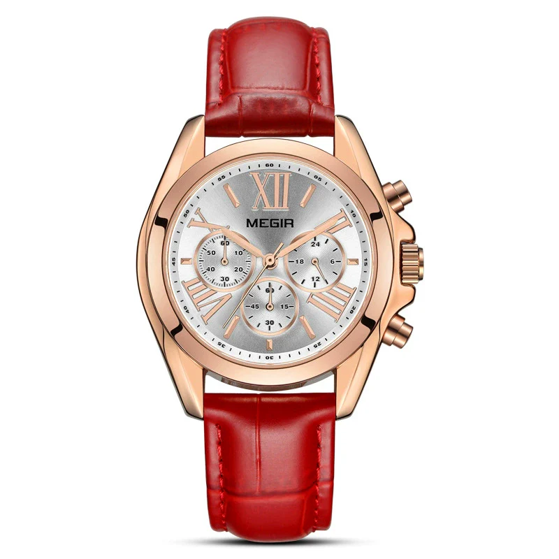 Wholesale Women's Fashion Multifunction Calendar Chronograph Alloy Case Genuine Leather Strap Quartz Watch With Round Dial - Image 3