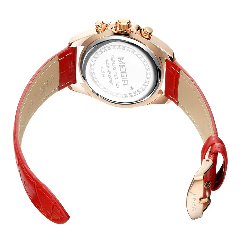 Wholesale Women's Fashion Multifunction Calendar Chronograph Alloy Case Genuine Leather Strap Quartz Watch With Round Dial - Image 5