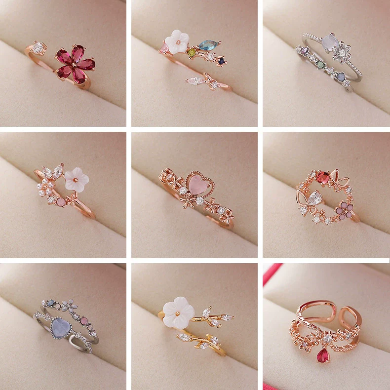 Wholesale Women's Fashion Natural Copper Flower Ring With Geometric Styling And Electroplating Treatment - Image 2