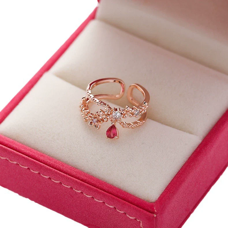 Wholesale Women's Fashion Natural Copper Flower Ring With Geometric Styling And Electroplating Treatment - Image 5