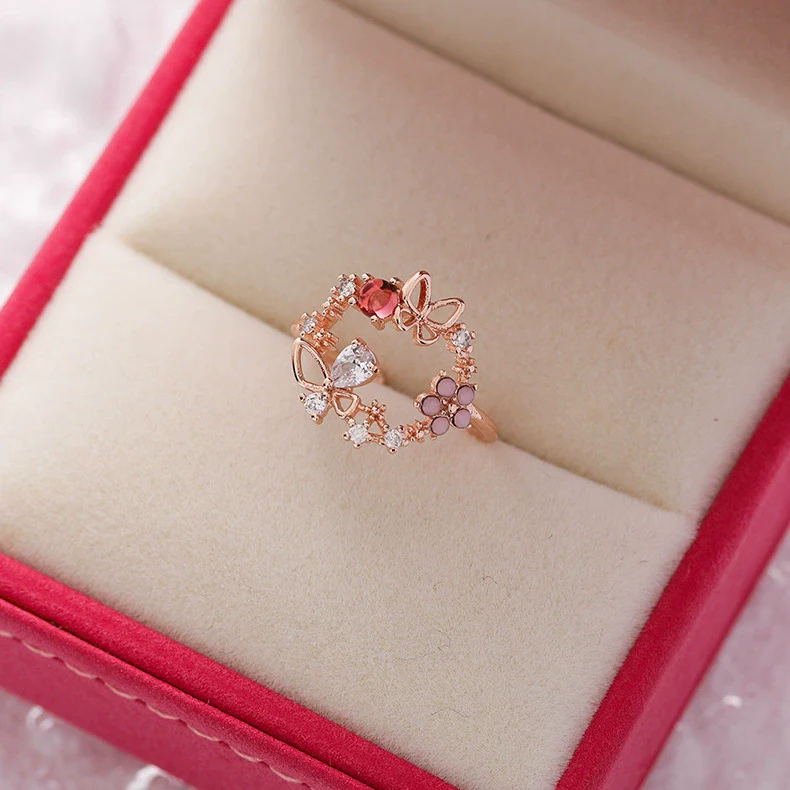 Wholesale Women's Fashion Natural Copper Flower Ring With Geometric Styling And Electroplating Treatment - Image 6