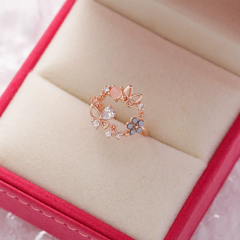 Wholesale Women's Fashion Natural Copper Flower Ring With Geometric Styling And Electroplating Treatment - Image 7