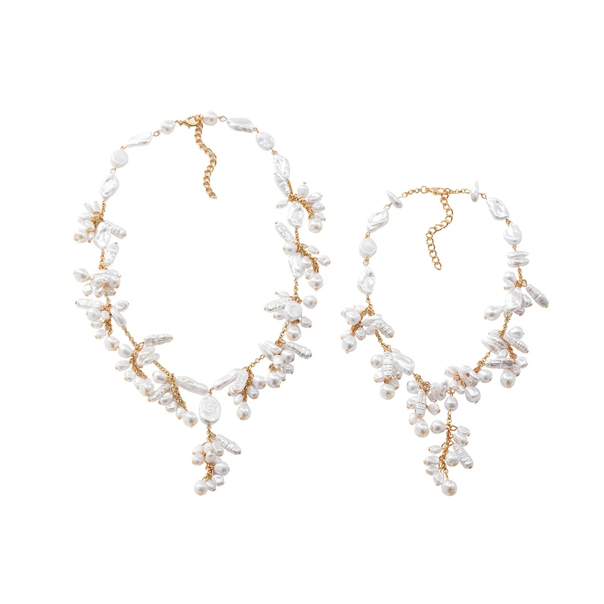 Wholesale Women's Fashion Necklace With Imitation Pearls And Mixed Gemstone Setting Geometric Pendant Manual Design - Image 5