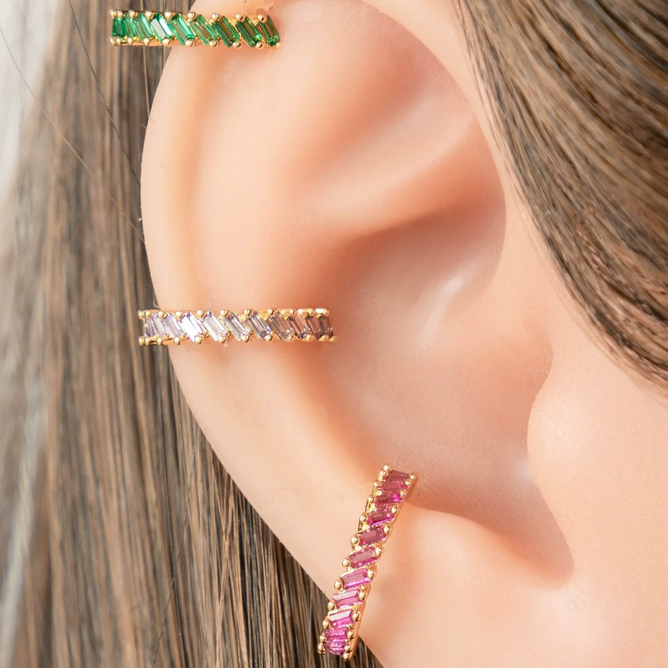 Wholesale Women's Fashion Ol Copper Ushaped Inlaid Zircon Antipain Ear Clips - Image 2