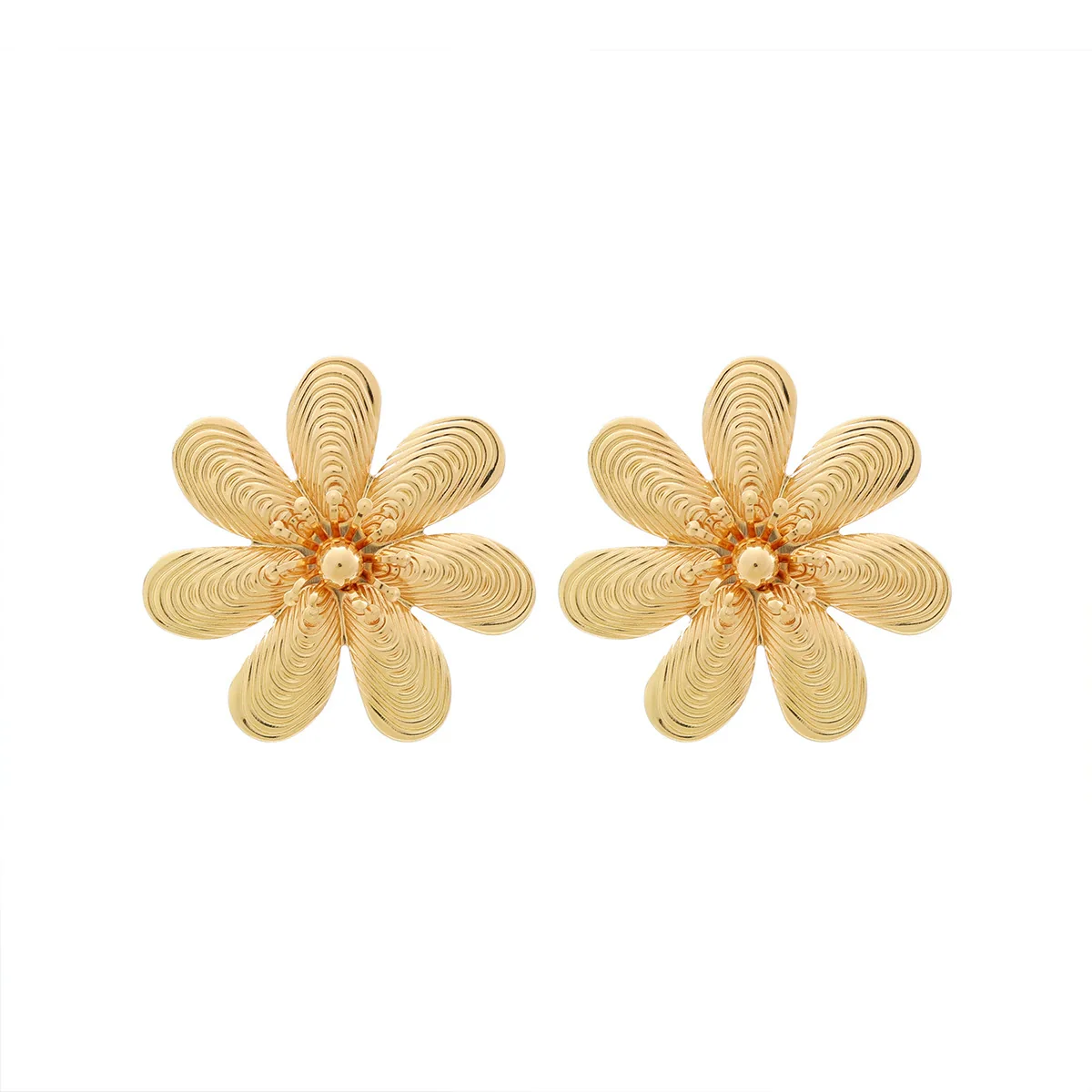 Wholesale Women's Fashion Retro Exaggerated Flower Earrings Zinc Alloy Electroplated - Image 5