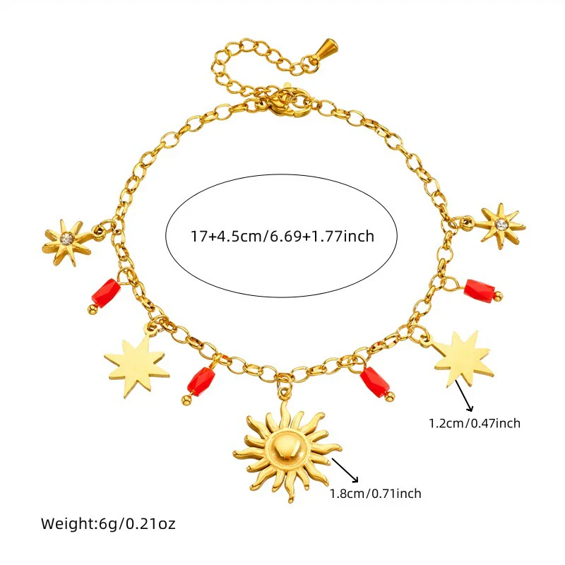 Wholesale Women's Fashion Retro Facet Star Pendant Chain Stainless Steel Electroplated Jewelry Bracelet - Image 4