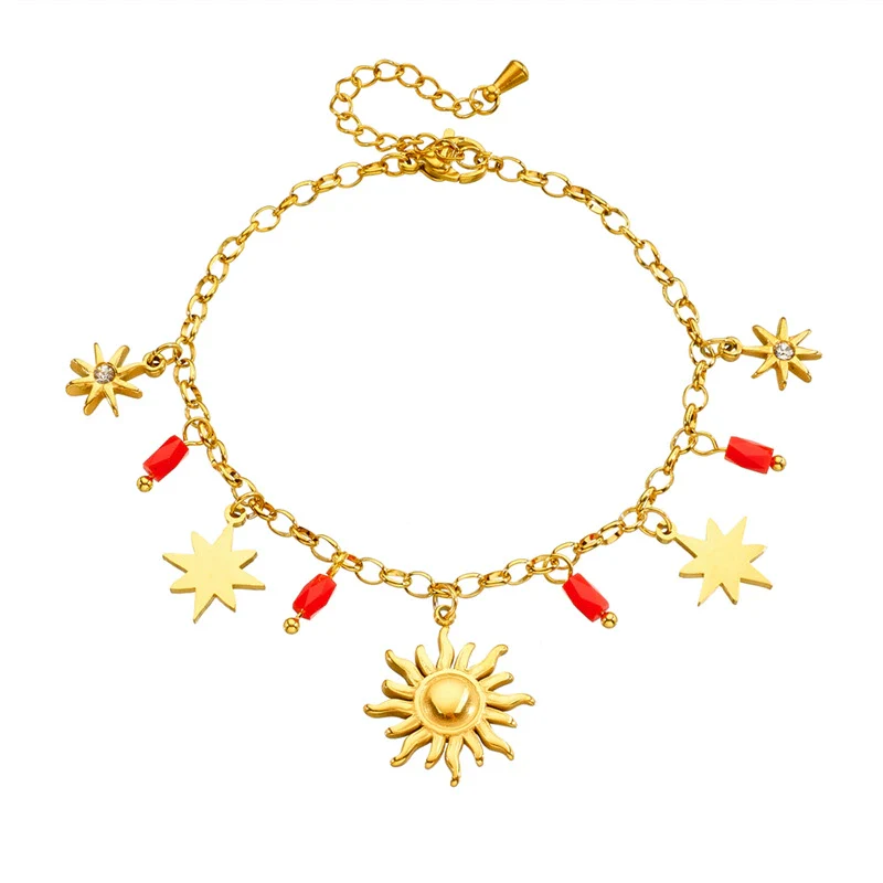 Wholesale Women's Fashion Retro Facet Star Pendant Chain Stainless Steel Electroplated Jewelry Bracelet - Image 5