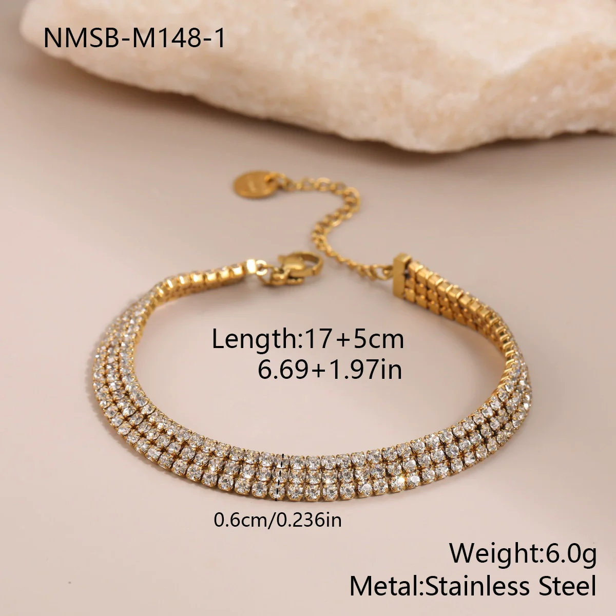 Wholesale Women's Fashion Retro Geometric Stainless Steel 18K Electroplated Jewelry Necklace And Bracelet - Image 4