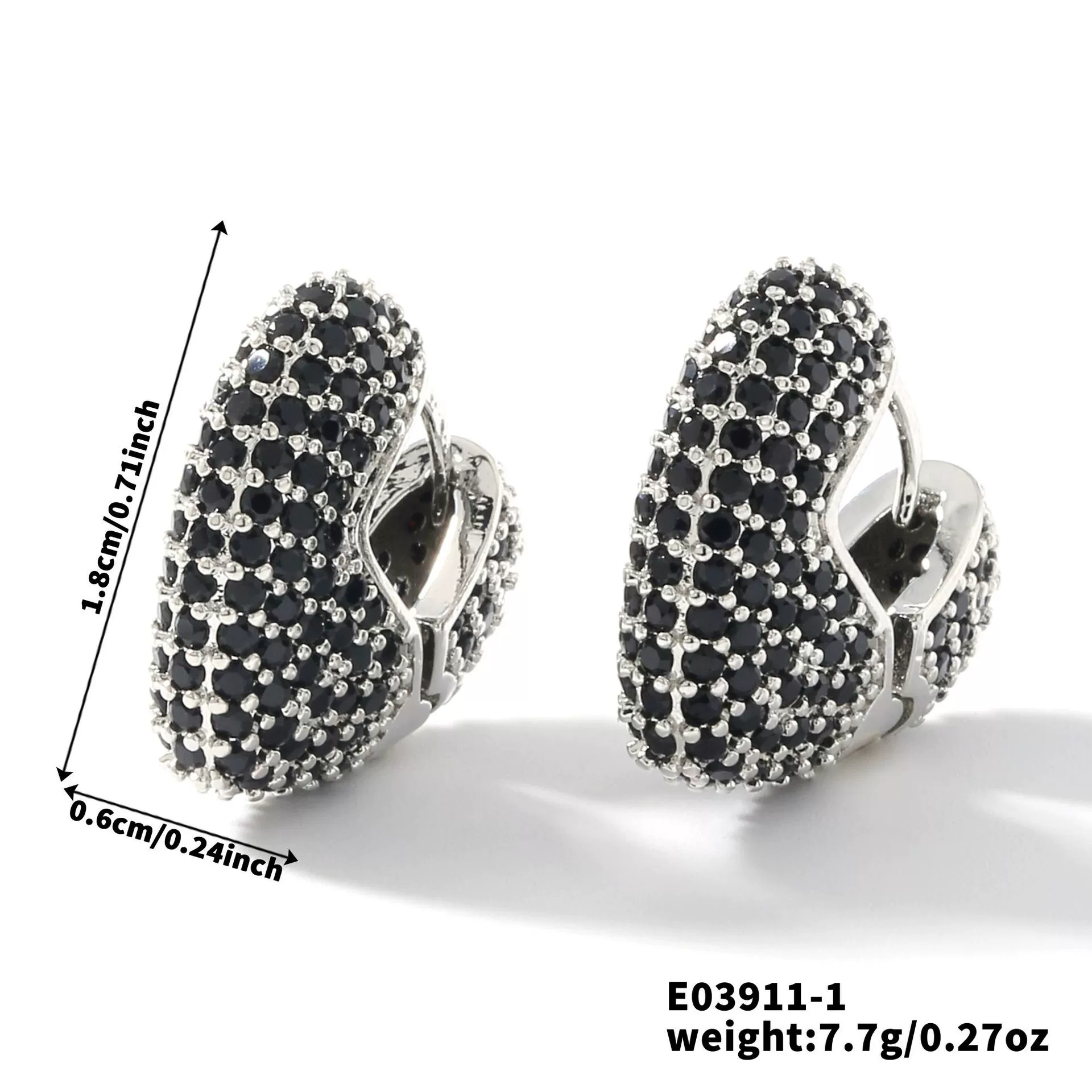 Wholesale Women's Fashion Retro Heart Shape Copper Inlaid Zircon Electroplated Earrings - Image 6