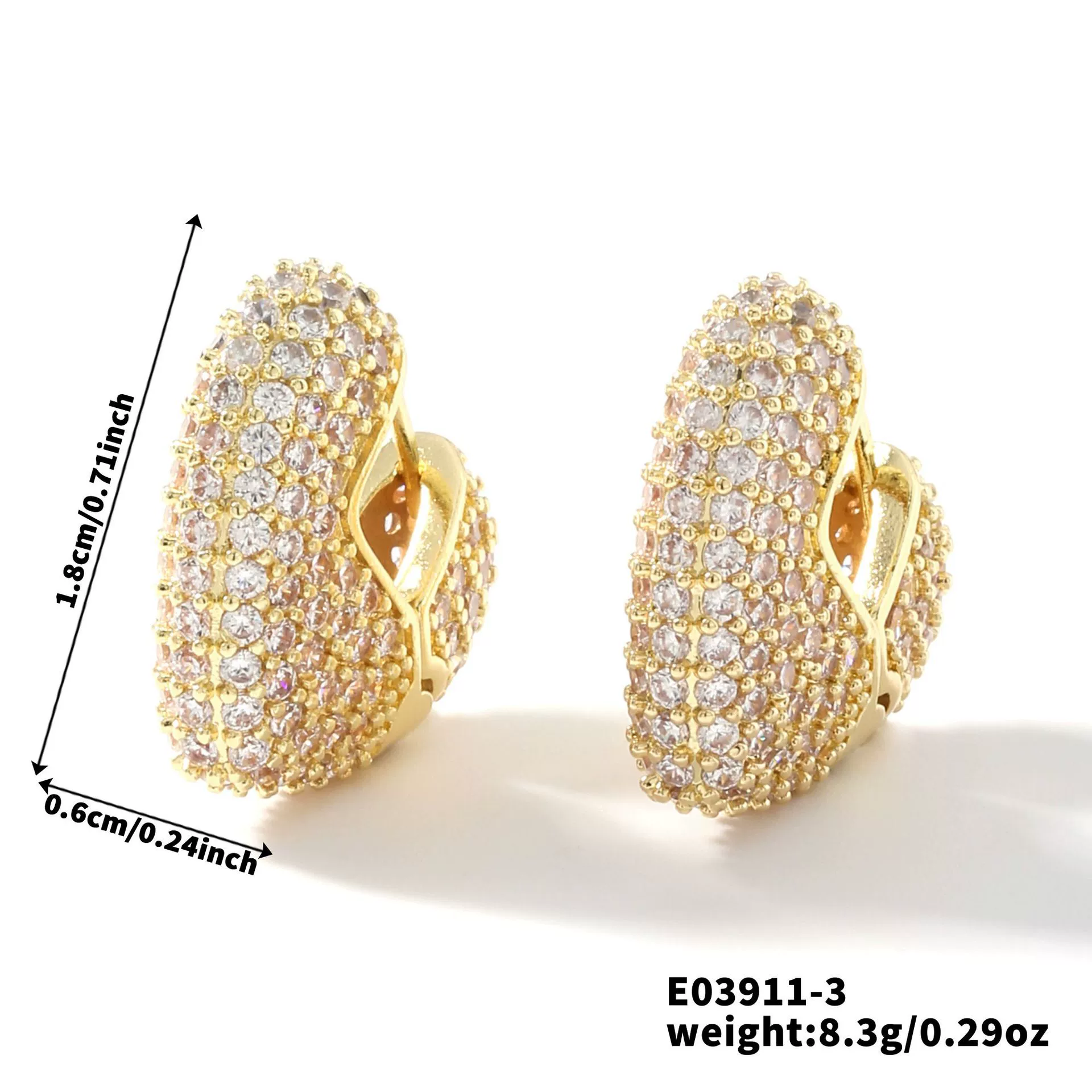 Wholesale Women's Fashion Retro Heart Shape Copper Inlaid Zircon Electroplated Earrings - Image 8