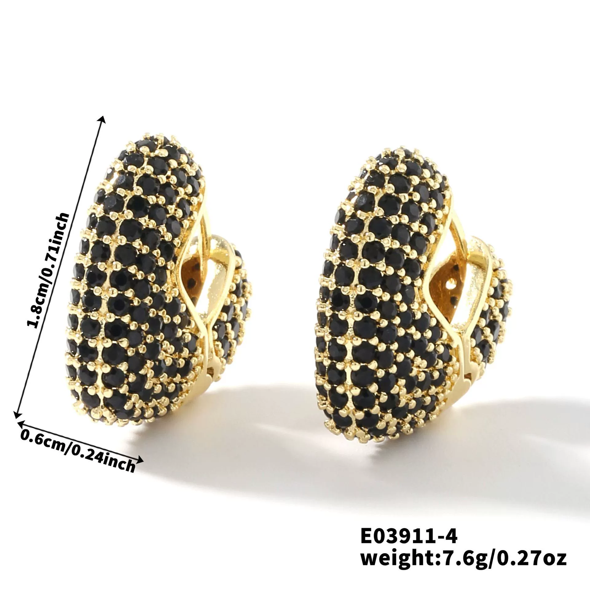 Wholesale Women's Fashion Retro Heart Shape Copper Inlaid Zircon Electroplated Earrings - Image 9