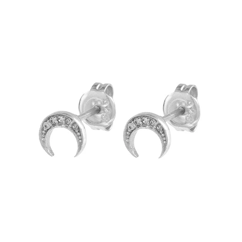 Wholesale Women's Fashion Silver Needle And Copper Electroplated Crescent Moonshaped Earrings With Star And Geometric Patterns - Image 5