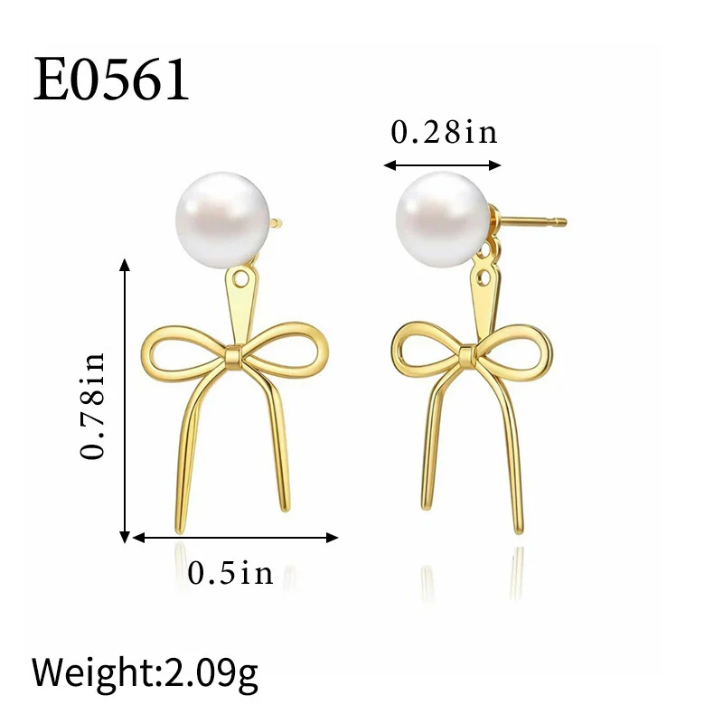 Wholesale Women's Fashion Simple Bow Tie Geometric Copper Gold Plated Earrings - Image 6