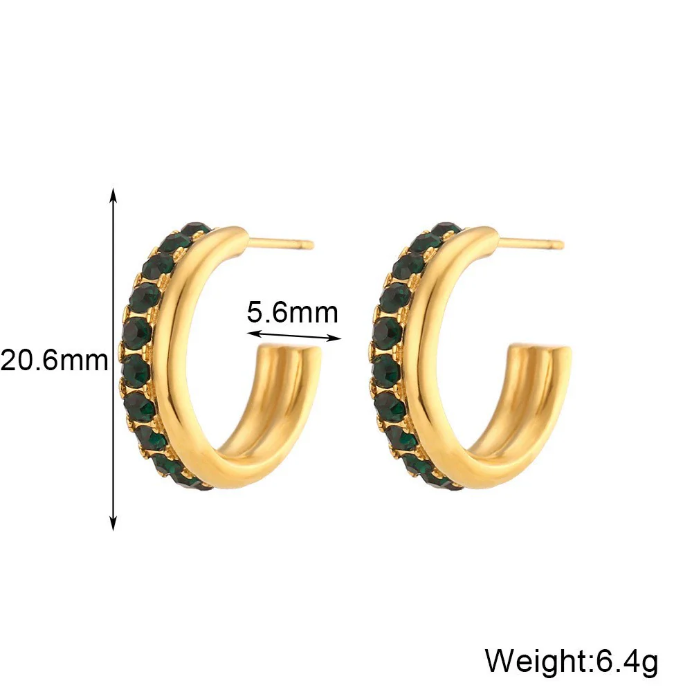 Wholesale Women's Fashion Simple Light Luxury Geometric Ushaped Bamboo Winding Spiral Stainless Steel 18K Gold Plated Earrings Combination - Image 10