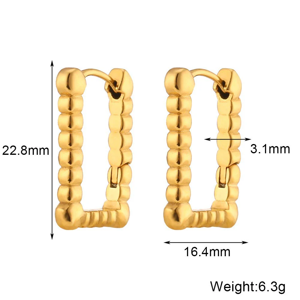 Wholesale Women's Fashion Simple Light Luxury Geometric Ushaped Bamboo Winding Spiral Stainless Steel 18K Gold Plated Earrings Combination - Image 2