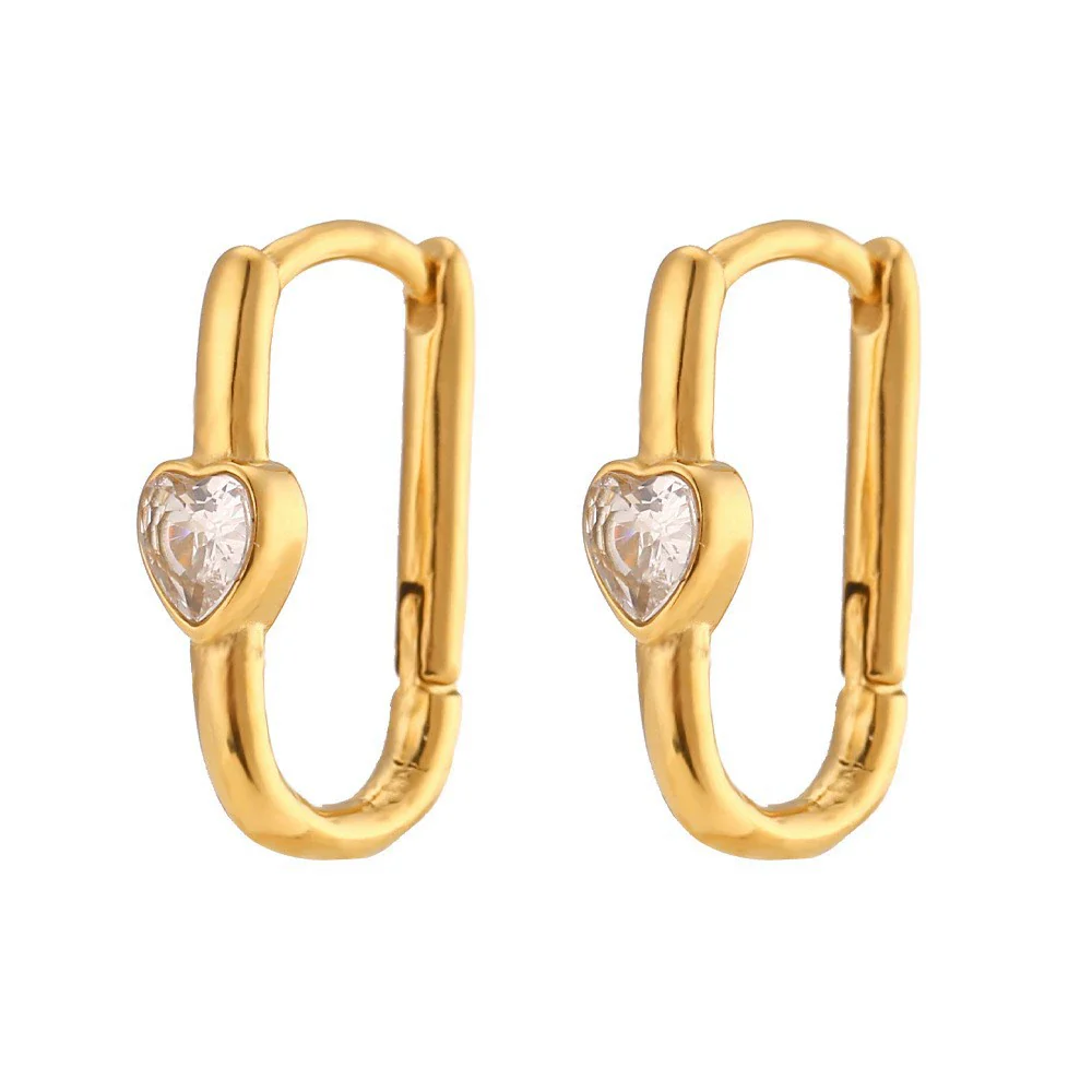 Wholesale Women's Fashion Simple Light Luxury Geometric Ushaped Bamboo Winding Spiral Stainless Steel 18K Gold Plated Earrings Combination - Image 5