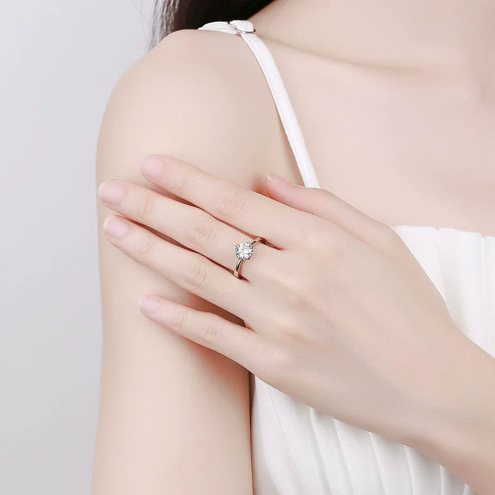 Wholesale Women's Fashion Simple Open Petal Ring S925 Sterling Silver Geometric Electroplating - Image 2