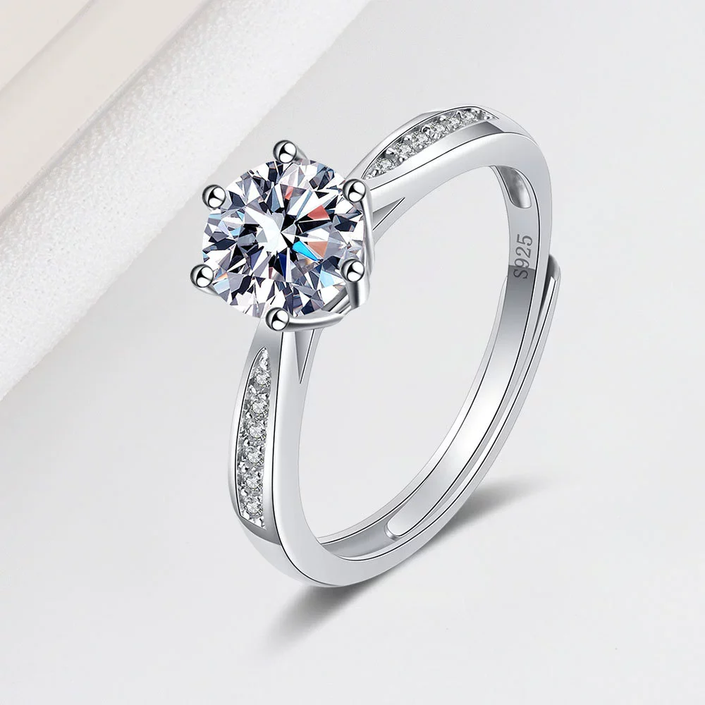 Wholesale Women's Fashion Simple Opening Adjustable S925 Sterling Silver Ring With Geometric Design And Electroplating