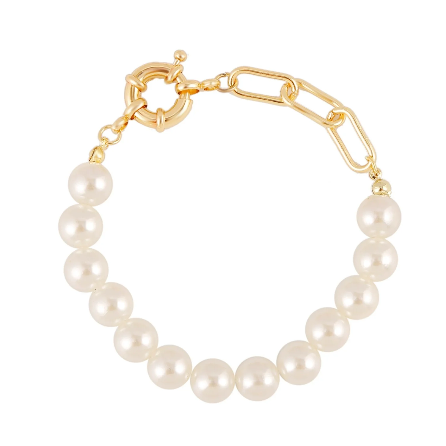 Wholesale Women's Fashion Simple Pearl Heartpatterned Electroplated Bracelet Jewelry - Image 5