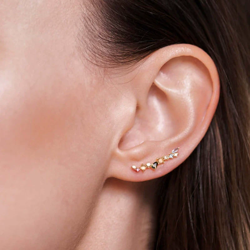 Wholesale Women's Fashion Small Fresh Geometric Multicolor Zircon Earrings Silver Needle Copper - Image 4