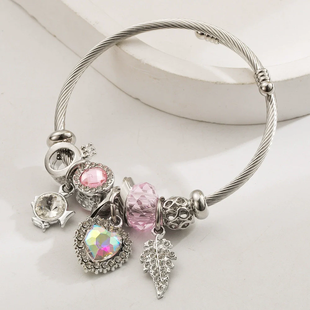 Wholesale Women's Fashion Stainless Steel Alloy Heart Diamond Bracelet - Image 6