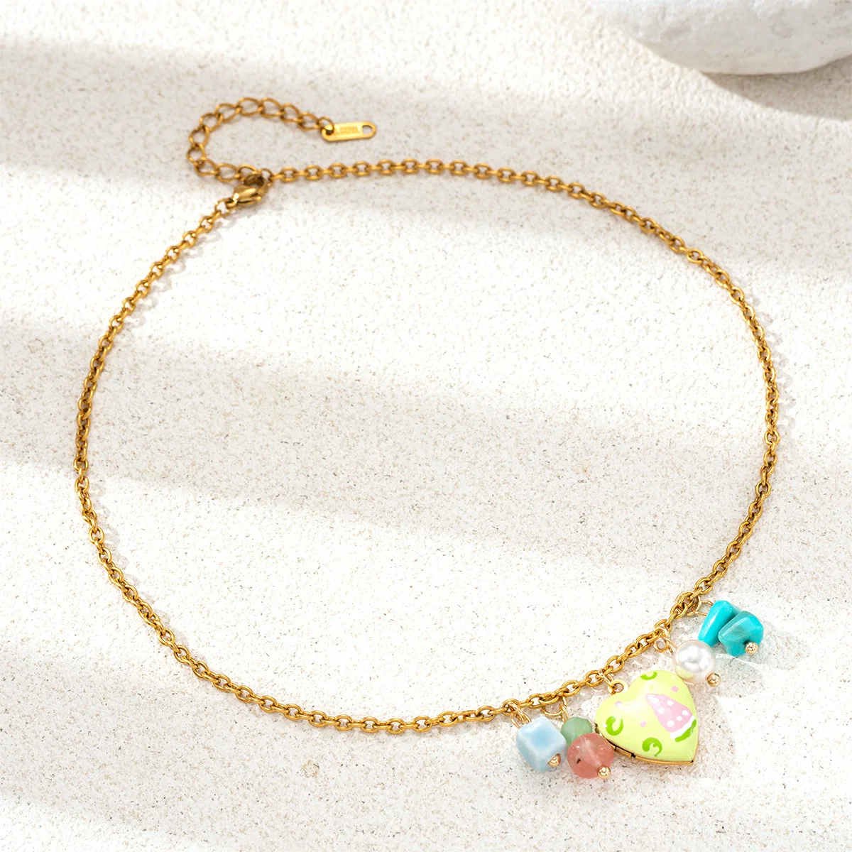 Wholesale Women's Fashion Stainless Steel And Titanium Steel Electroplated Heart Oil Drop Pendant Sweater Chain Necklace In Ins And Minimalist Style - Image 4