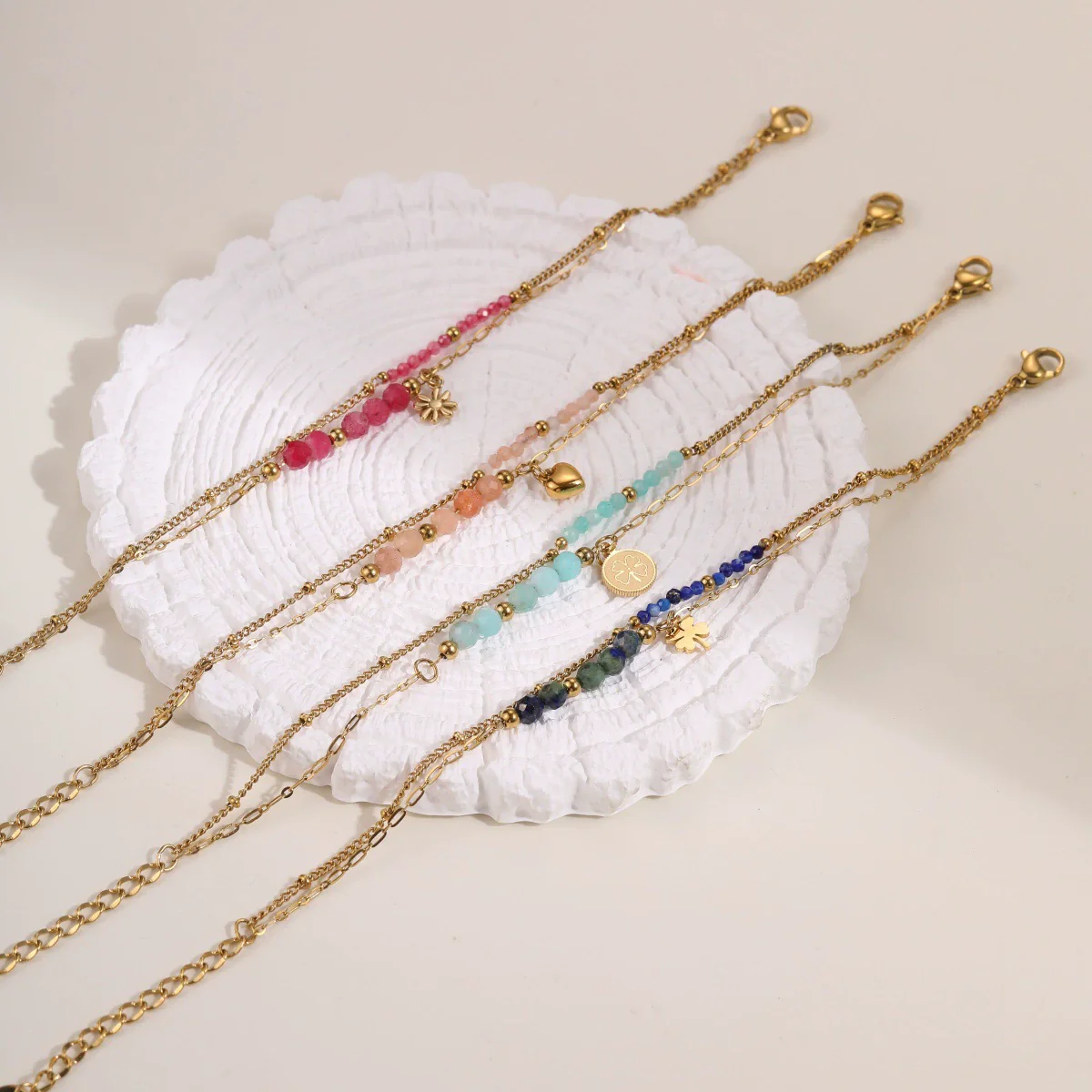 Wholesale Women's Fashion Stainless Steel Electroplated Natural Stone Bead String Bracelet - Image 3