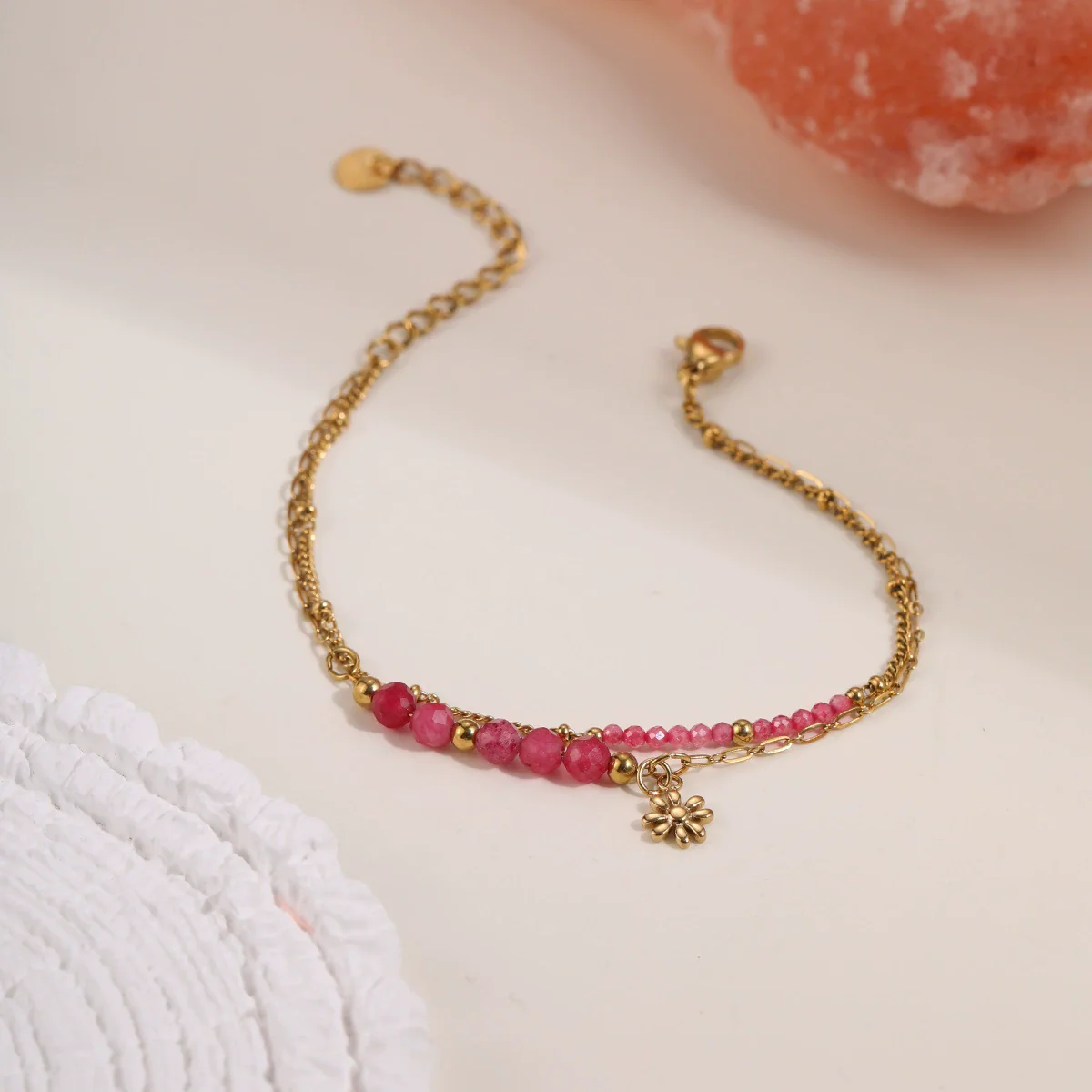 Wholesale Women's Fashion Stainless Steel Electroplated Natural Stone Bead String Bracelet - Image 4