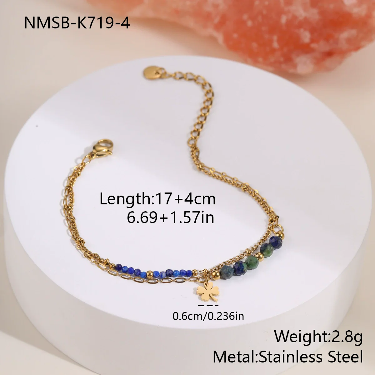 Wholesale Women's Fashion Stainless Steel Electroplated Natural Stone Bead String Bracelet - Image 9