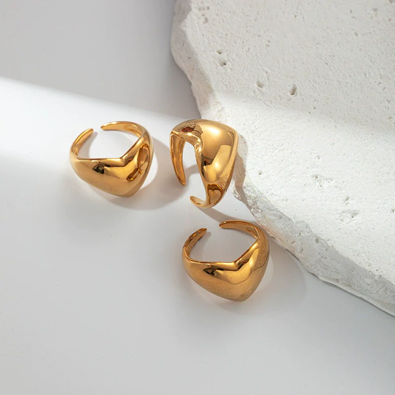 Wholesale Women's Fashion Stainless Steel Heart Shaped Opening Ring With Electroplating - Image 2