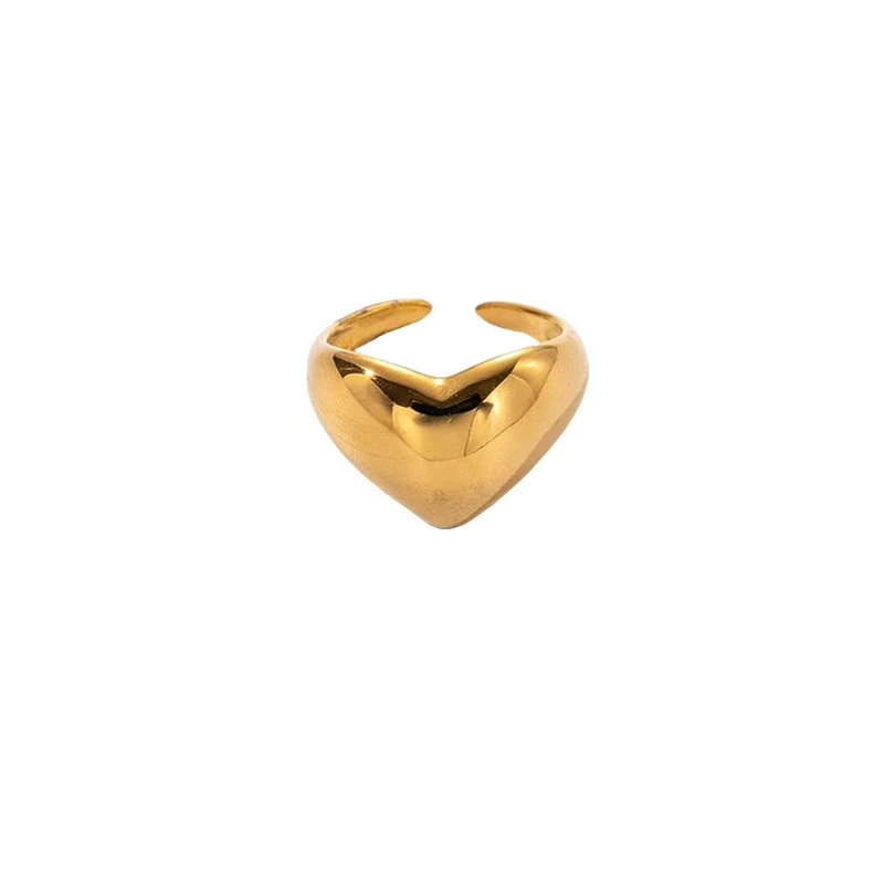 Wholesale Women's Fashion Stainless Steel Heart Shaped Opening Ring With Electroplating - Image 5