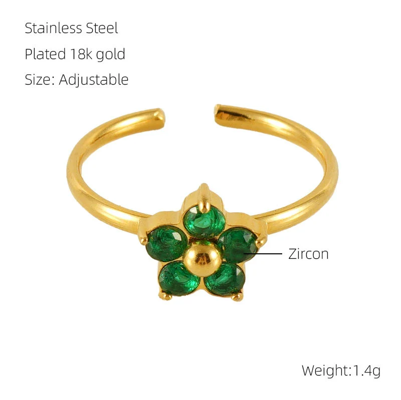 Wholesale Women's Fashion Stainless Steel Ring With Square Love Shape And Flower Design Inlaid With Zircon - Image 18