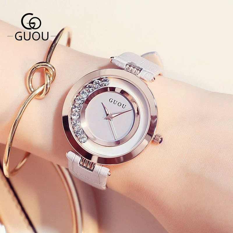 Wholesale Women's Fashionable Elegant Rhinestone Quartz Watch With Genuine Leather Strap And Alloy Case - Image 11