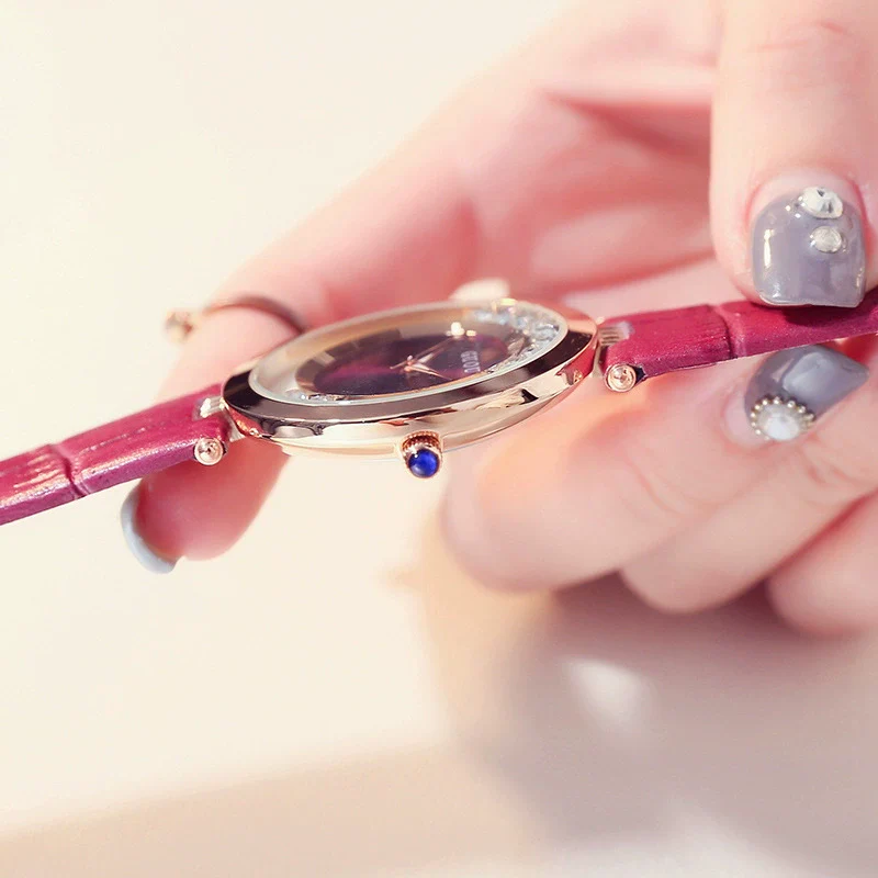 Wholesale Women's Fashionable Elegant Rhinestone Quartz Watch With Genuine Leather Strap And Alloy Case - Image 3