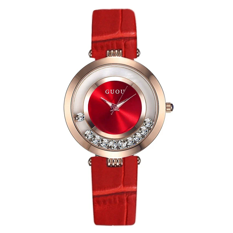 Wholesale Women's Fashionable Elegant Rhinestone Quartz Watch With Genuine Leather Strap And Alloy Case - Image 5