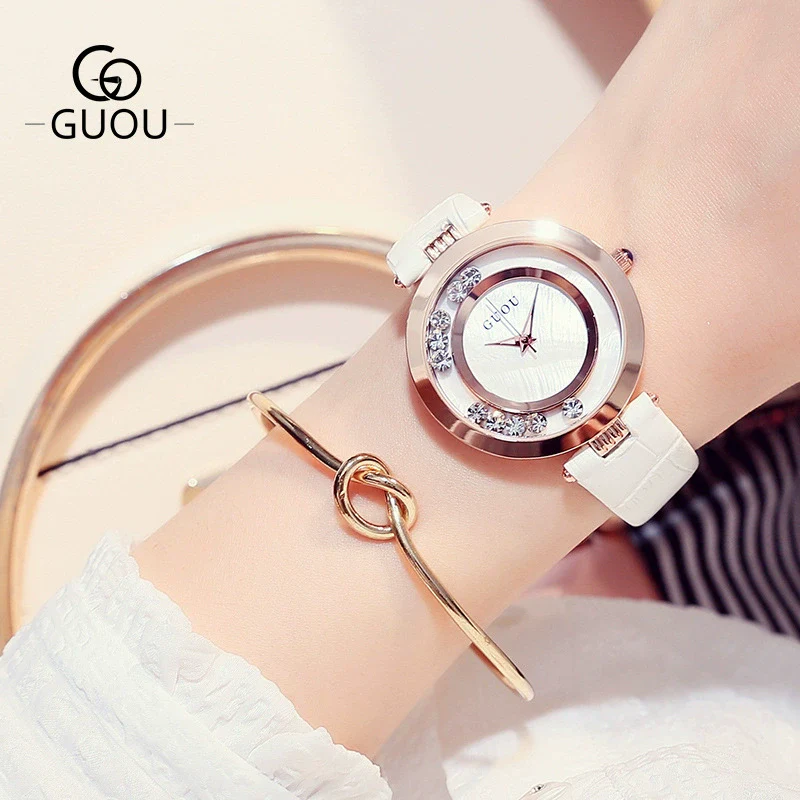 Wholesale Women's Fashionable Elegant Rhinestone Quartz Watch With Genuine Leather Strap And Alloy Case - Image 7