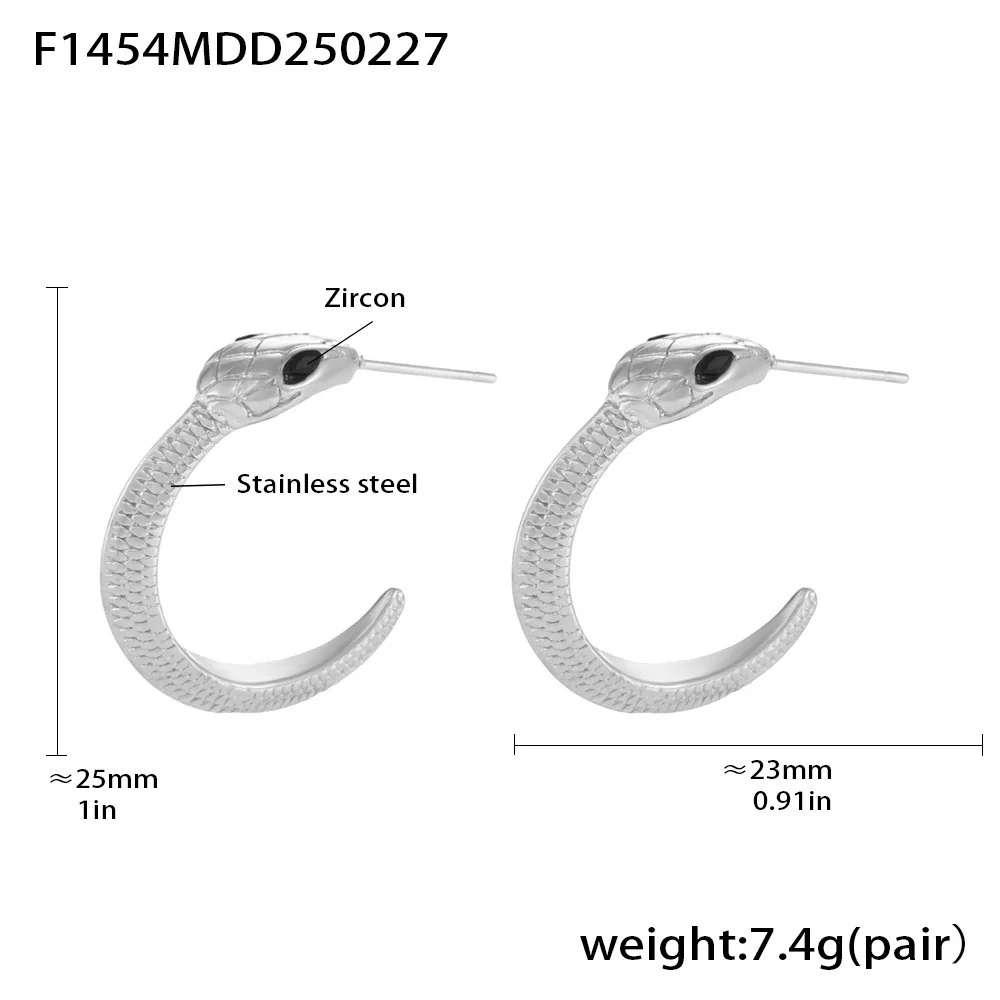 Wholesale Women's Ferris Wheel Frenchstyle Snakeshaped Geometric Green Zircon Stainless Steel Goldplated Earrings - Image 9