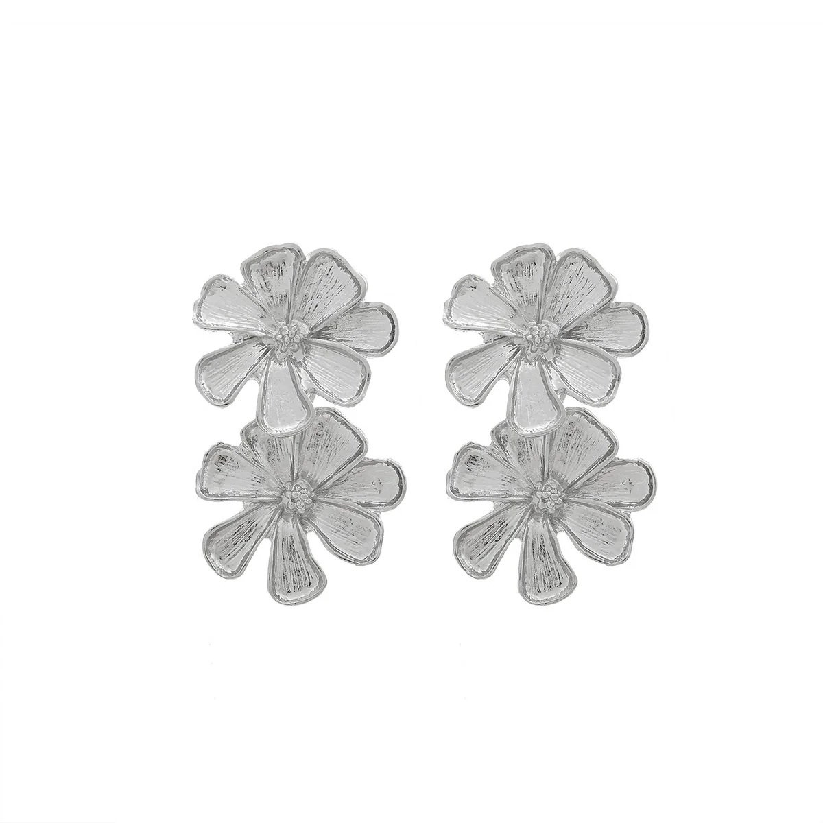 Wholesale Women's Floral Multilayer Earrings Zinc Alloy Retro Style Electroplated - Image 4