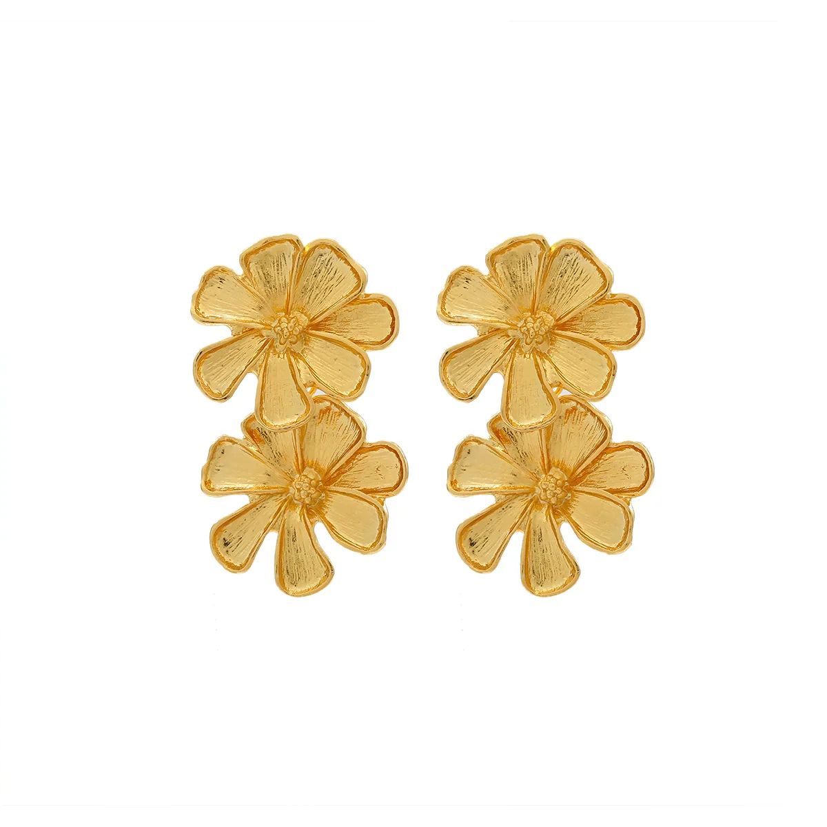 Wholesale Women's Floral Multilayer Earrings Zinc Alloy Retro Style Electroplated - Image 5
