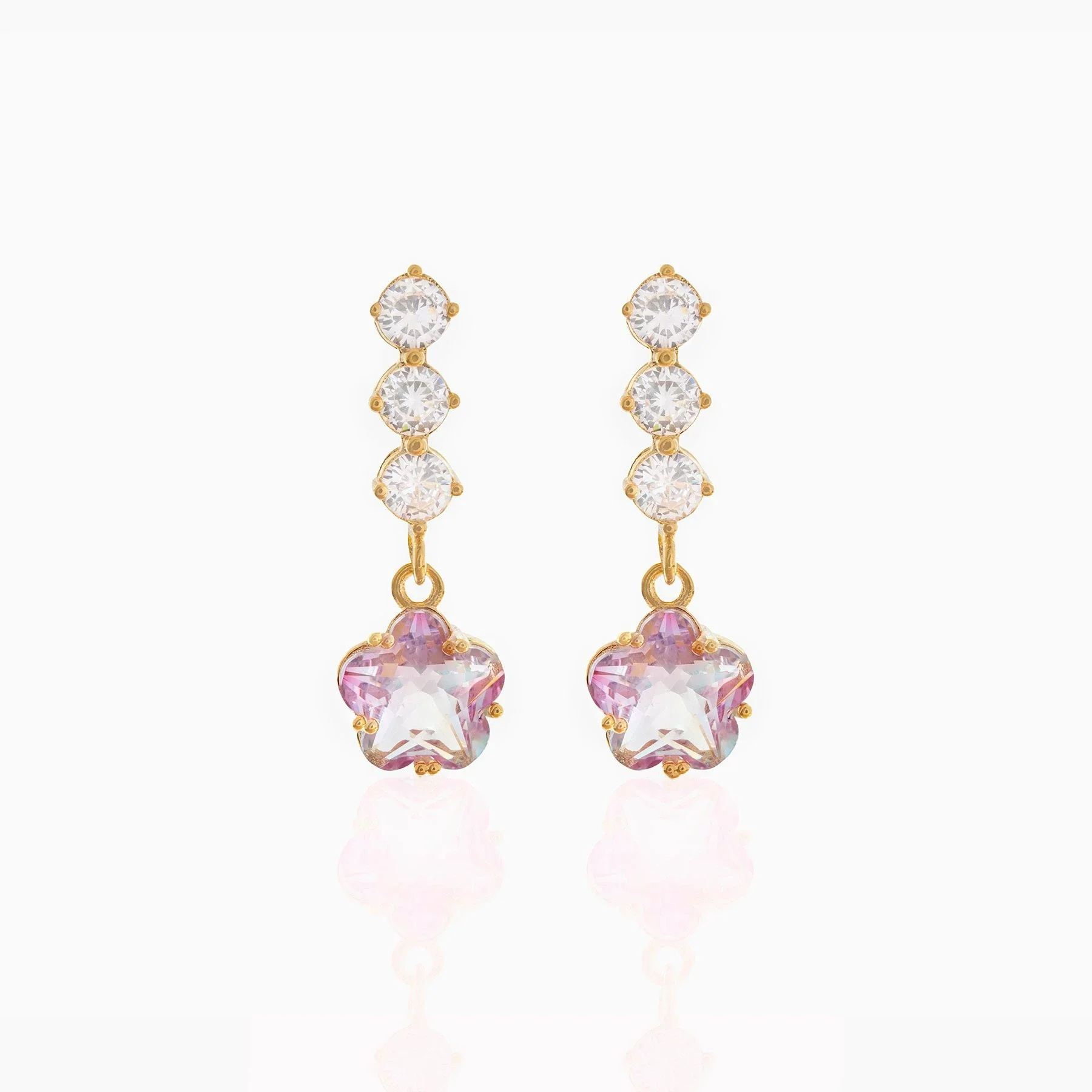 Wholesale Women's Flower Earrings Brass Star Pattern Microinlaid Zircon Diamond Design - Image 5