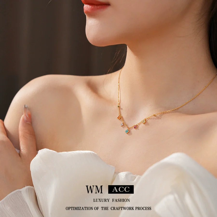 Wholesale Women's Flower Pendant Necklace Copper 925 Silver Zirconia Highend Retro Style - Image 2